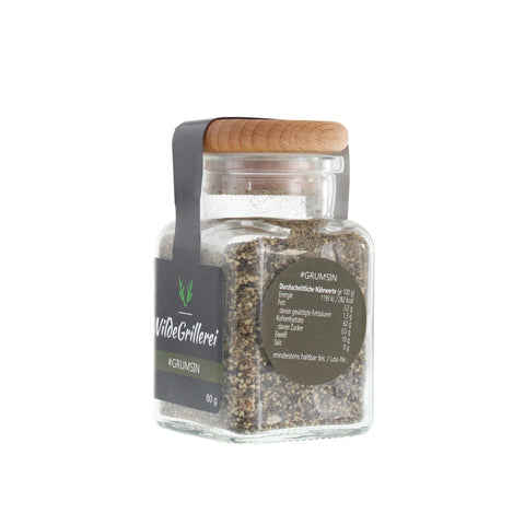 Whisky-Pfeffer geschrotet - #GRUMSIN -Glas mit Holzdeckel 80g MHD