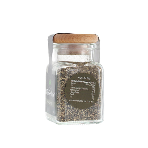 Whisky-Pfeffer geschrotet - #GRUMSIN -Glas mit Holzdeckel 80g MHD