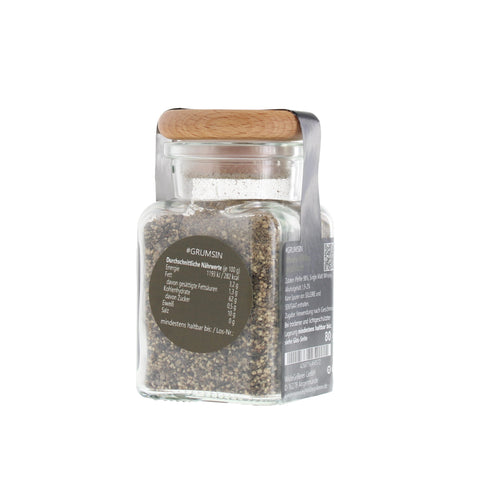 Whisky-Pfeffer geschrotet - #GRUMSIN -Glas mit Holzdeckel 80g MHD