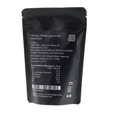 #GRUMSIN - Whisky Pfeffer geschrotet Beutel mit Druckverschluss 80g MHD