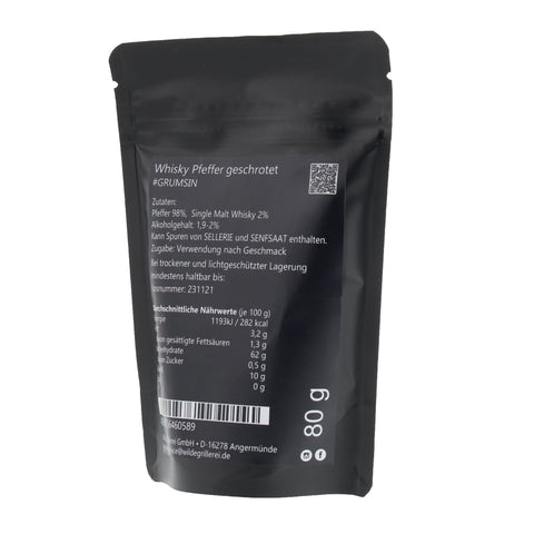 #GRUMSIN - Whisky Pfeffer geschrotet Beutel mit Druckverschluss 80g MHD