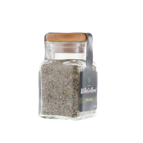 Whisky-Pfeffer geschrotet - #GRUMSIN -Glas mit Holzdeckel 80g MHD