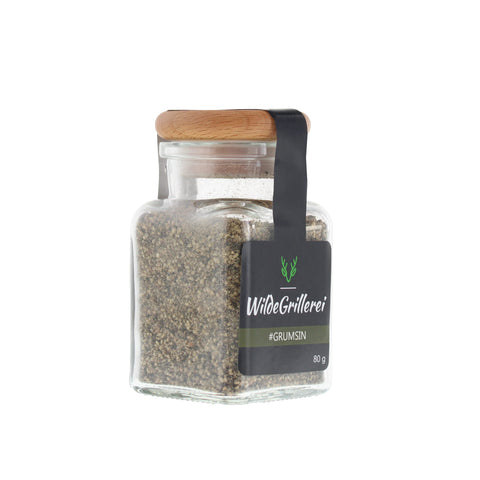 Whisky-Pfeffer geschrotet - #GRUMSIN -Glas mit Holzdeckel 80g MHD