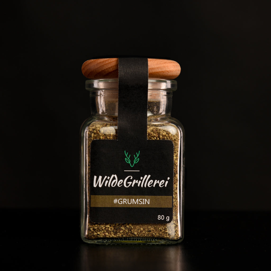 Whisky-Pfeffer geschrotet - #GRUMSIN -Glas mit Holzdeckel 80g MHD