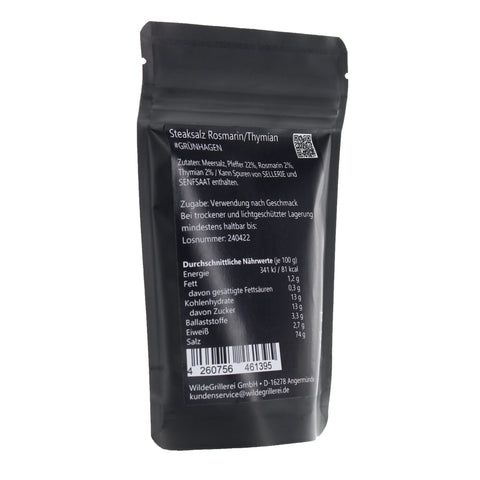 #GRÜNHAGEN - Steaksalz Rosmarin/Thymian Beutel mit Druckverschluss 125g MHD