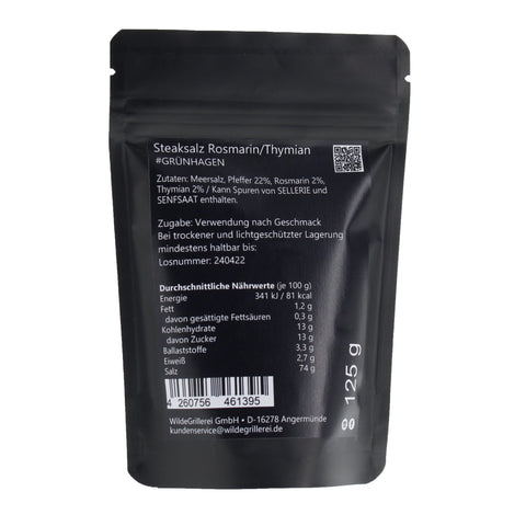 #GRÜNHAGEN - Steaksalz Rosmarin/Thymian Beutel mit Druckverschluss 125g MHD