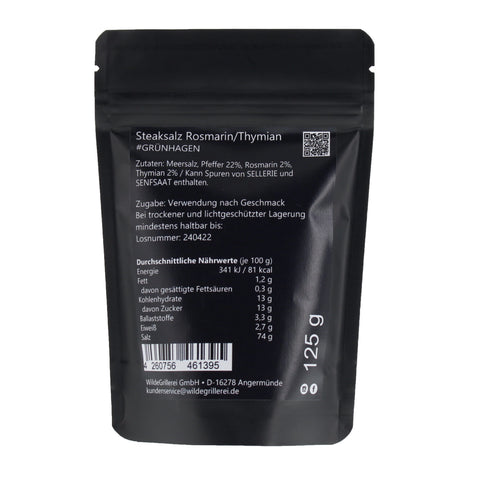 #GRÜNHAGEN - Steaksalz Rosmarin/Thymian Beutel mit Druckverschluss 125g MHD