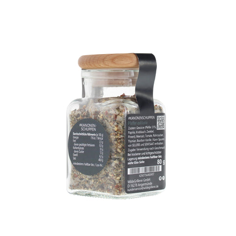 Pfeffer exklusiv - #KANONENSCHUPPEN - Glas mit Holzdeckel 80g MHD