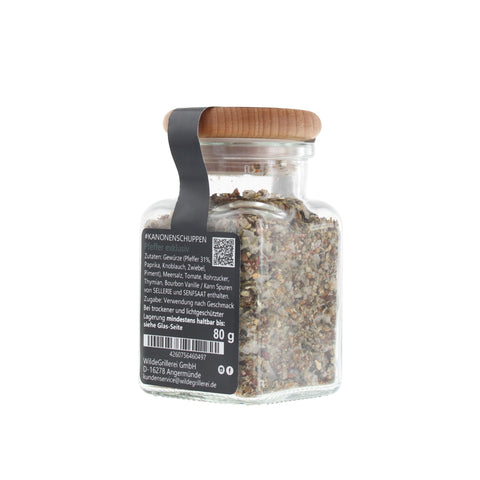 Pfeffer exklusiv - #KANONENSCHUPPEN - Glas mit Holzdeckel 80g MHD
