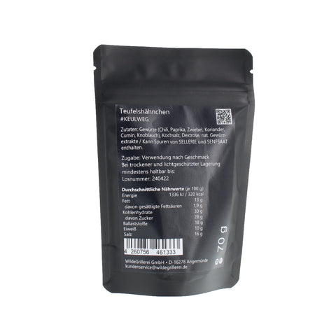 #KEULWEG - Teufelshähnchen Beutel mit Druckverschluss 70g MHD