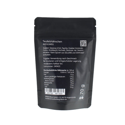 #KEULWEG - Teufelshähnchen Beutel mit Druckverschluss 70g MHD