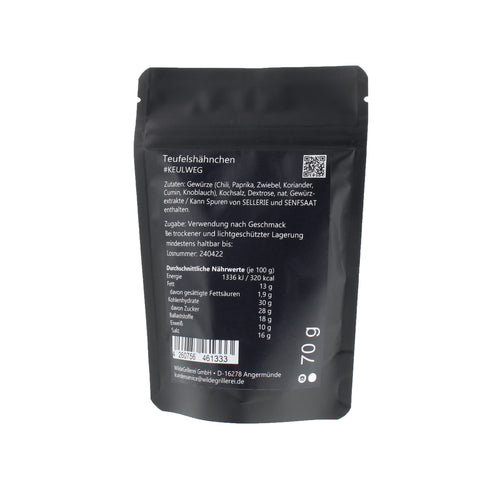 #KEULWEG - Teufelshähnchen Beutel mit Druckverschluss 70g MHD