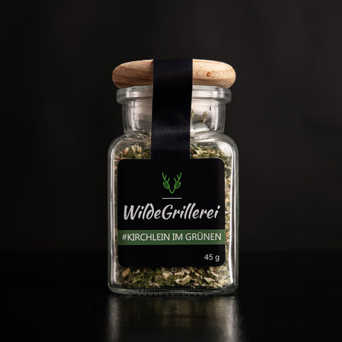 #KIRCHLEIN IM GRÜNEN - Chimichurri grün Glas mit Holzdeckel 45g MHD
