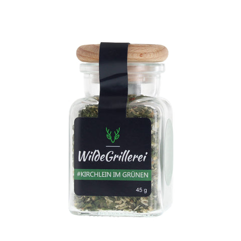 #KIRCHLEIN IM GRÜNEN - Chimichurri grün Glas mit Holzdeckel 45g MHD