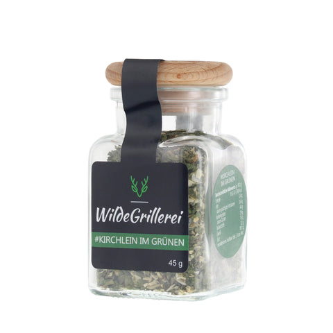 #KIRCHLEIN IM GRÜNEN - Chimichurri grün Glas mit Holzdeckel 45g MHD