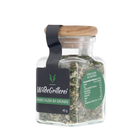 #KIRCHLEIN IM GRÜNEN - Chimichurri grün Glas mit Holzdeckel 45g MHD