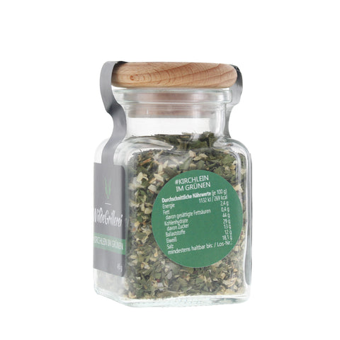 #KIRCHLEIN IM GRÜNEN - Chimichurri grün Glas mit Holzdeckel 45g MHD