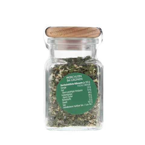 #KIRCHLEIN IM GRÜNEN - Chimichurri grün Glas mit Holzdeckel 45g MHD