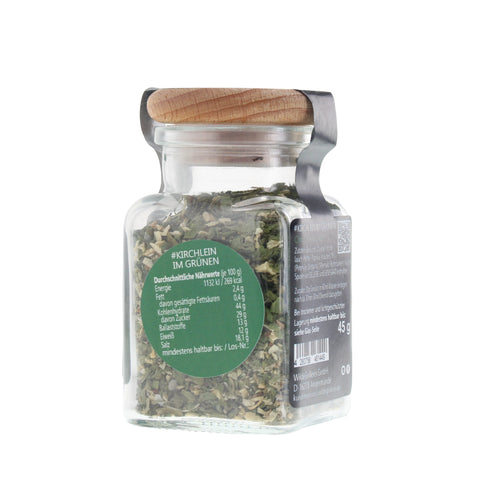 #KIRCHLEIN IM GRÜNEN - Chimichurri grün Glas mit Holzdeckel 45g MHD