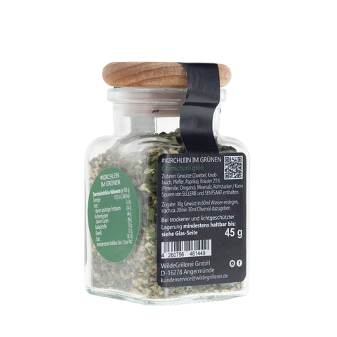 #KIRCHLEIN IM GRÜNEN - Chimichurri grün Glas mit Holzdeckel 45g MHD