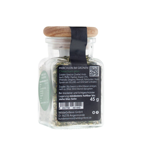 #KIRCHLEIN IM GRÜNEN - Chimichurri grün Glas mit Holzdeckel 45g MHD