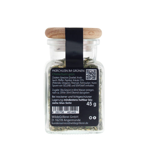 #KIRCHLEIN IM GRÜNEN - Chimichurri grün Glas mit Holzdeckel 45g MHD