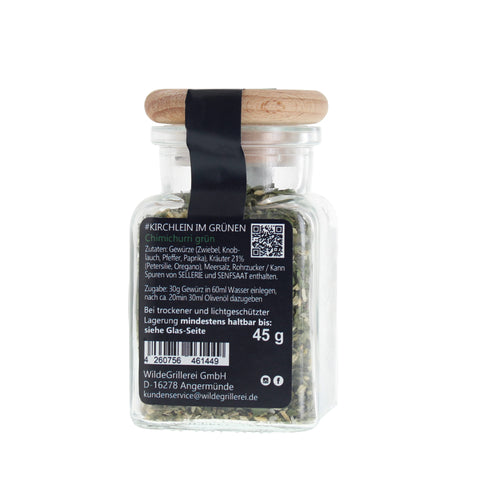 #KIRCHLEIN IM GRÜNEN - Chimichurri grün Glas mit Holzdeckel 45g MHD