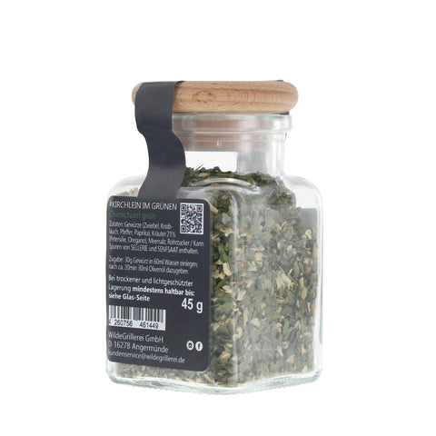 #KIRCHLEIN IM GRÜNEN - Chimichurri grün Glas mit Holzdeckel 45g MHD