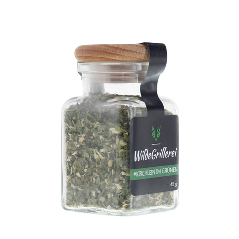 #KIRCHLEIN IM GRÜNEN - Chimichurri grün Glas mit Holzdeckel 45g MHD