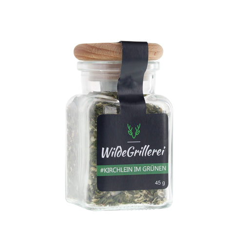 #KIRCHLEIN IM GRÜNEN - Chimichurri grün Glas mit Holzdeckel 45g MHD
