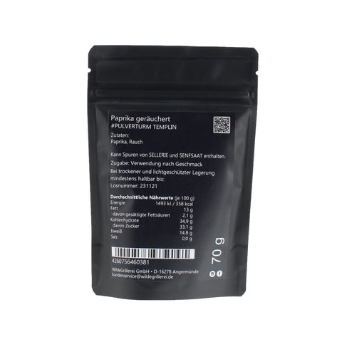 #PULVERTURM TEMPLIN - Paprika geräuchert Beutel mit Druckverschluss 70g MHD