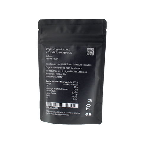 #PULVERTURM TEMPLIN - Paprika geräuchert Beutel mit Druckverschluss 70g MHD