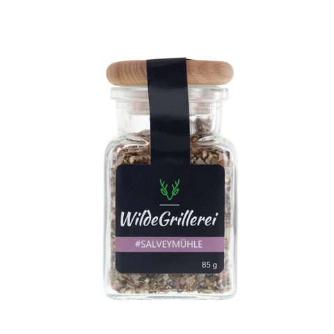 #SALVEYMÜHLE - Pfeffer exklusiv Steinsalzflocken Glas mit Holzdeckel 85g MHD