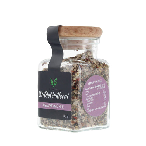 #SALVEYMÜHLE - Pfeffer exklusiv Steinsalzflocken Glas mit Holzdeckel 85g MHD