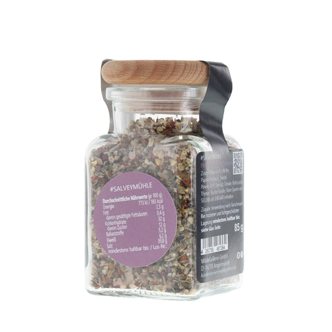 #SALVEYMÜHLE - Pfeffer exklusiv Steinsalzflocken Glas mit Holzdeckel 85g MHD