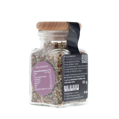 #SALVEYMÜHLE - Pfeffer exklusiv Steinsalzflocken Glas mit Holzdeckel 85g MHD
