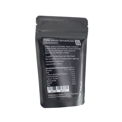 #SALVEYMÜHLE - Pfeffer exklusiv Steinsalzflocken Beutel mit Druckverschluss 85g MHD