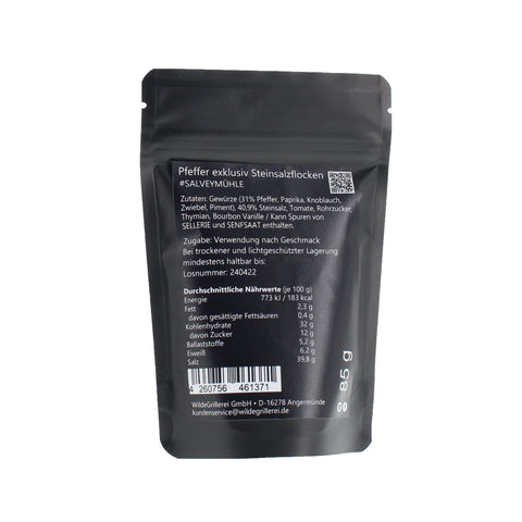 #SALVEYMÜHLE - Pfeffer exklusiv Steinsalzflocken Beutel mit Druckverschluss 85g MHD