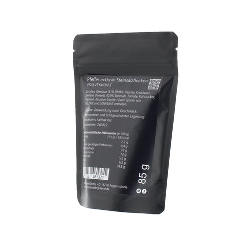 #SALVEYMÜHLE - Pfeffer exklusiv Steinsalzflocken Beutel mit Druckverschluss 85g MHD