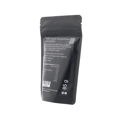 #SALVEYMÜHLE - Pfeffer exklusiv Steinsalzflocken Beutel mit Druckverschluss 85g MHD