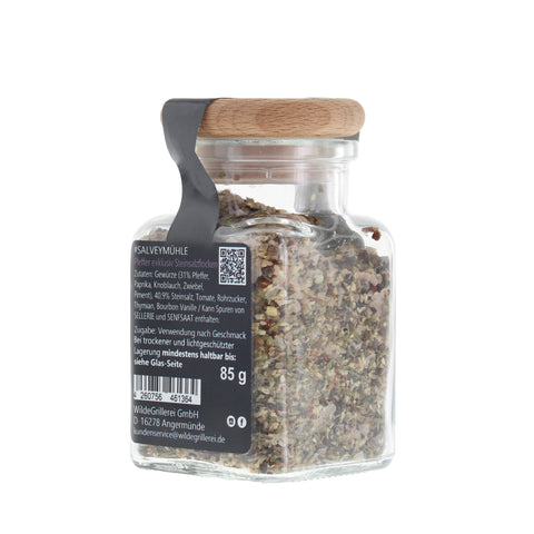 #SALVEYMÜHLE - Pfeffer exklusiv Steinsalzflocken Glas mit Holzdeckel 85g MHD