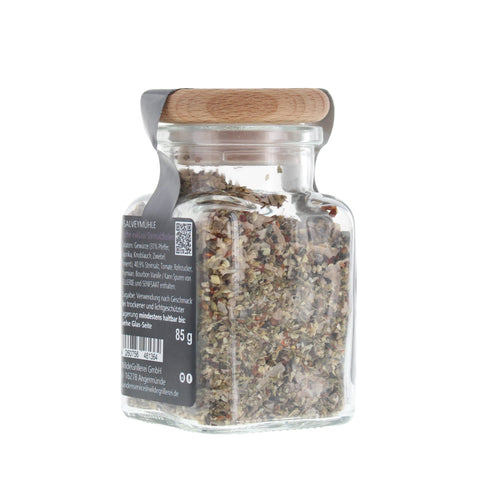 #SALVEYMÜHLE - Pfeffer exklusiv Steinsalzflocken Glas mit Holzdeckel 85g MHD