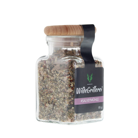 #SALVEYMÜHLE - Pfeffer exklusiv Steinsalzflocken Glas mit Holzdeckel 85g MHD