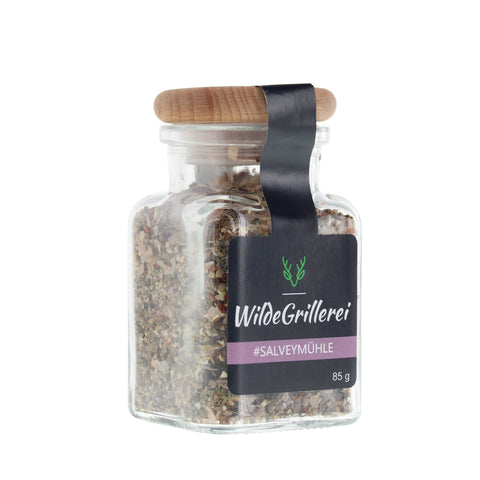 #SALVEYMÜHLE - Pfeffer exklusiv Steinsalzflocken Glas mit Holzdeckel 85g MHD