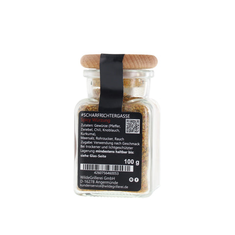 scharfe Gewürzmischung - #SCHARFRICHTERGASSE - Glas mit Holzdeckel 100g MHD