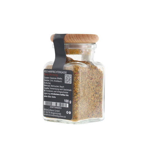 scharfe Gewürzmischung - #SCHARFRICHTERGASSE - Glas mit Holzdeckel 100g MHD