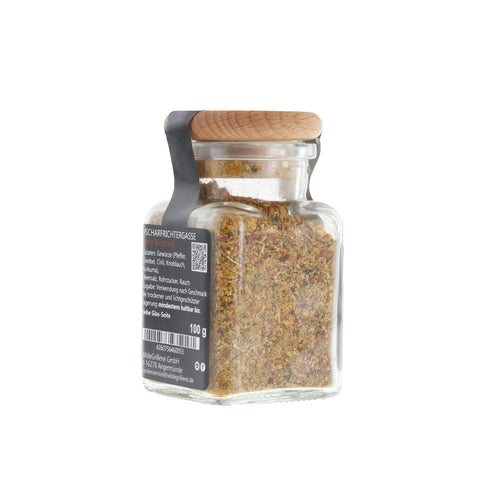 scharfe Gewürzmischung - #SCHARFRICHTERGASSE - Glas mit Holzdeckel 100g MHD