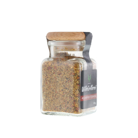 scharfe Gewürzmischung - #SCHARFRICHTERGASSE - Glas mit Holzdeckel 100g MHD