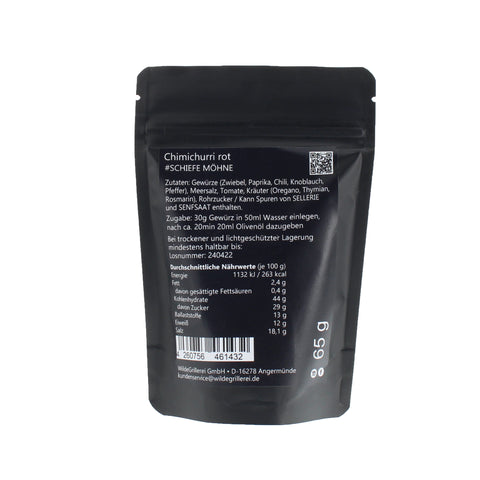 #SCHIEFE MÖHNE - Chimichurri rot Beutel mit Druckverschluss 65g MHD