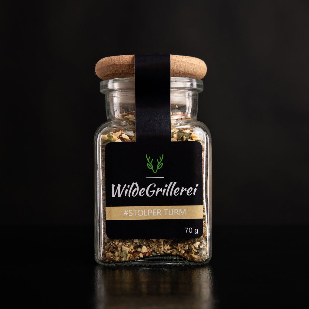 #STOLPER TURM - Aglio Olio Glas mit Holzdeckel 70g MHD